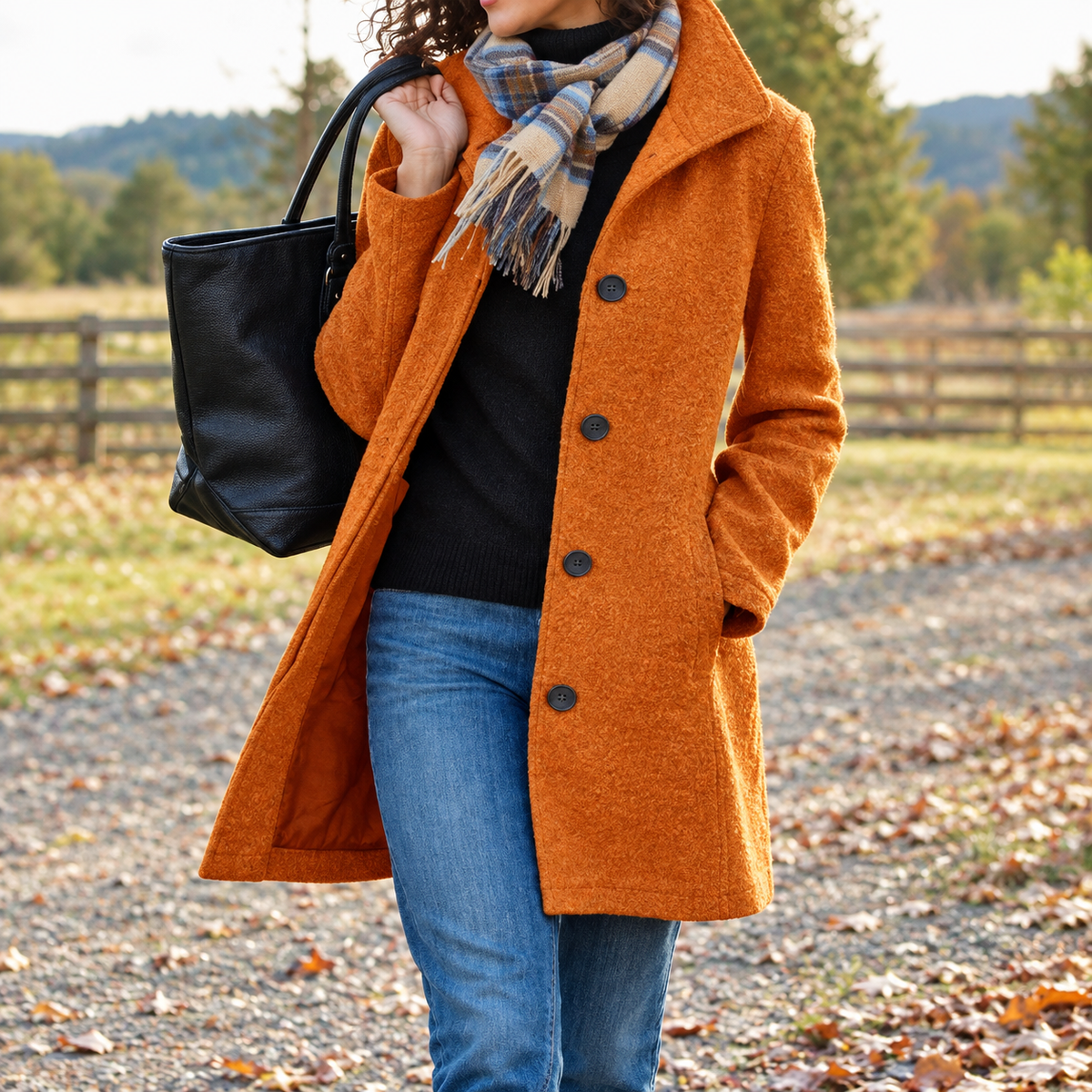 Klassischer Langer Damen Wintermantel mit Knopfleiste