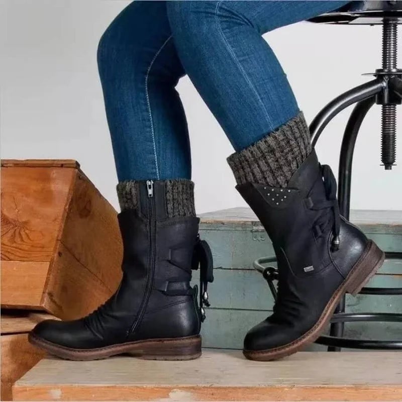 Wasserdichte Damen Stiefel Mit Wadenreißverschluss