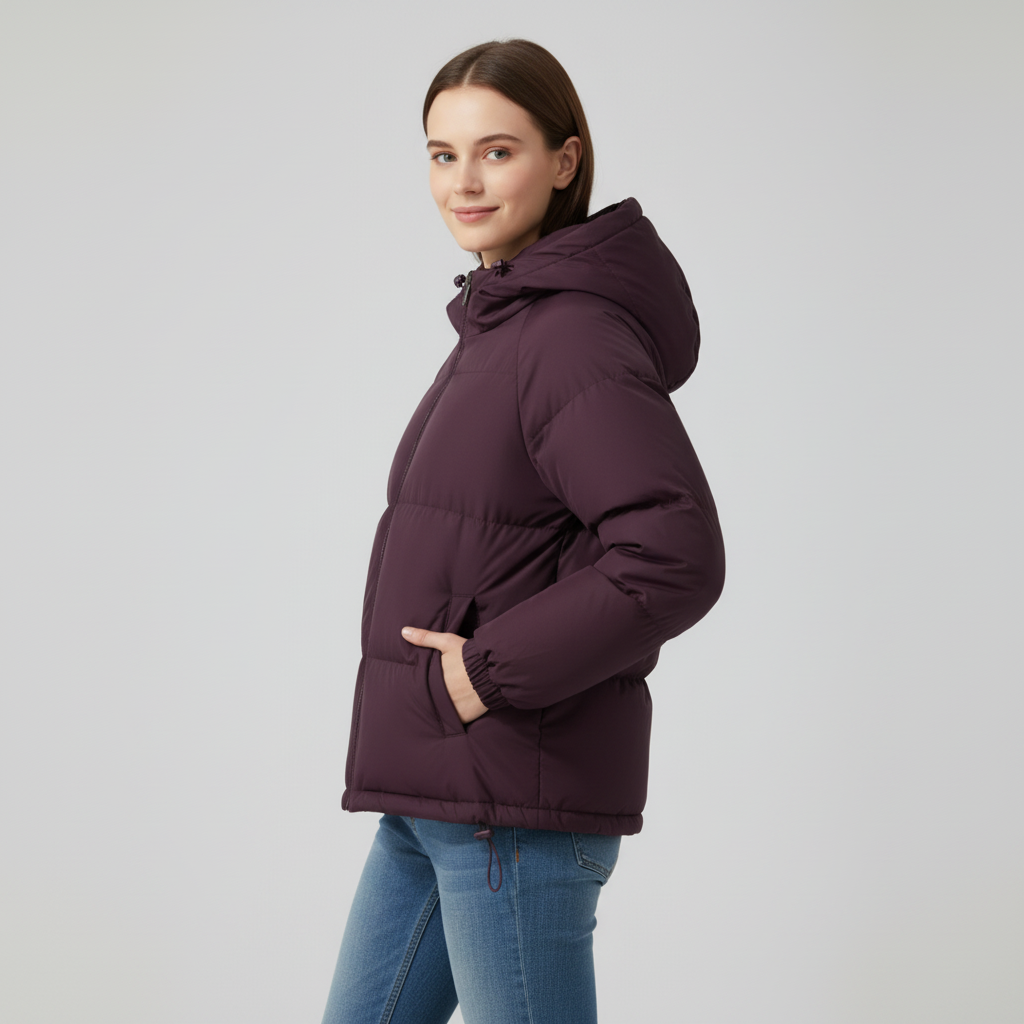 Gefütterte Damen Winterjacke Mit Kapuze