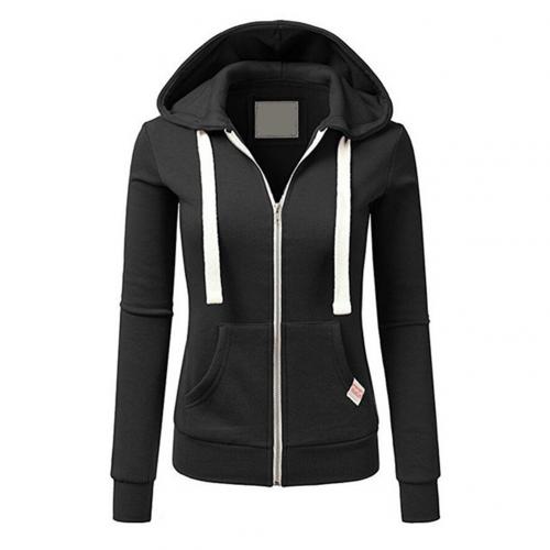 Taillierte Damen Kapuzenjacke mit durchgehendem Reissverschluss