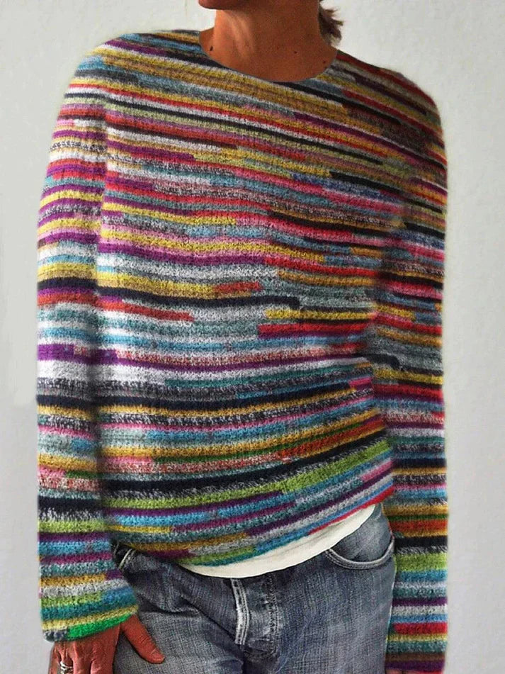 Gestreifter Damen Pullover Mit Langen Ärmeln