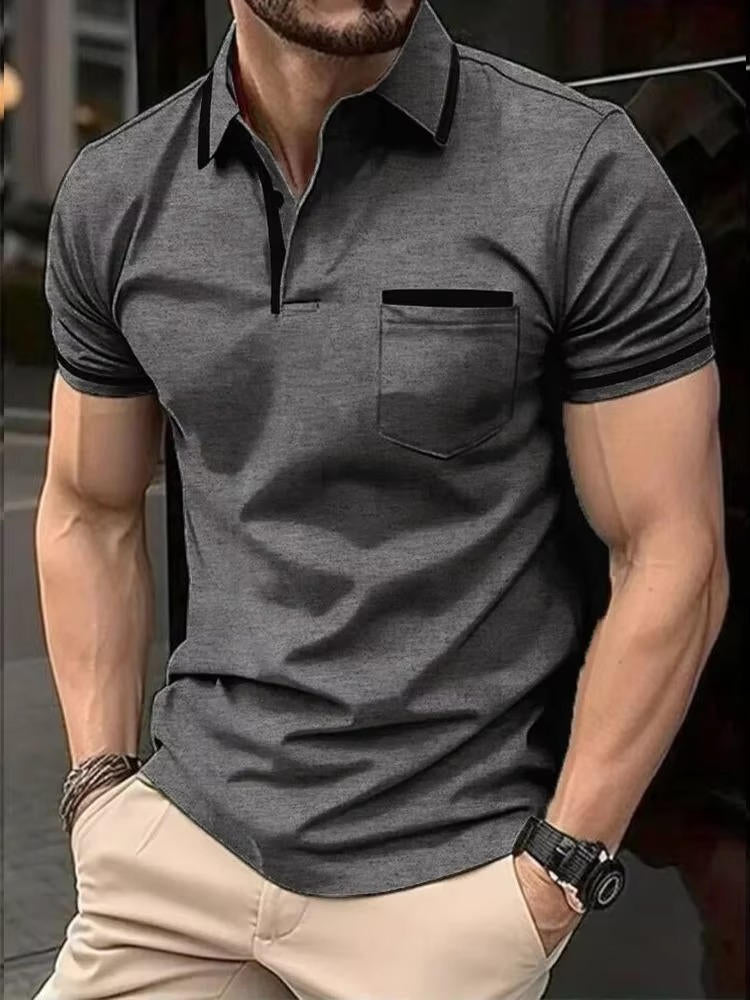 Herren Kurzarm-Poloshirt aus Baumwollmix mit Brusttasche