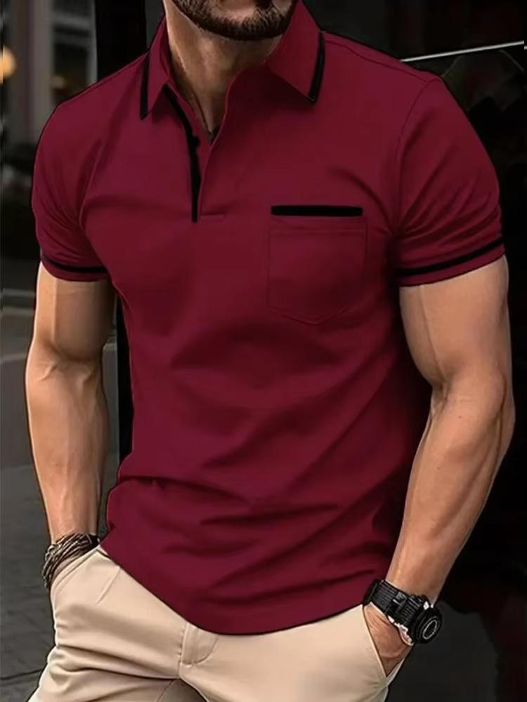 Herren Kurzarm-Poloshirt aus Baumwollmix mit Brusttasche