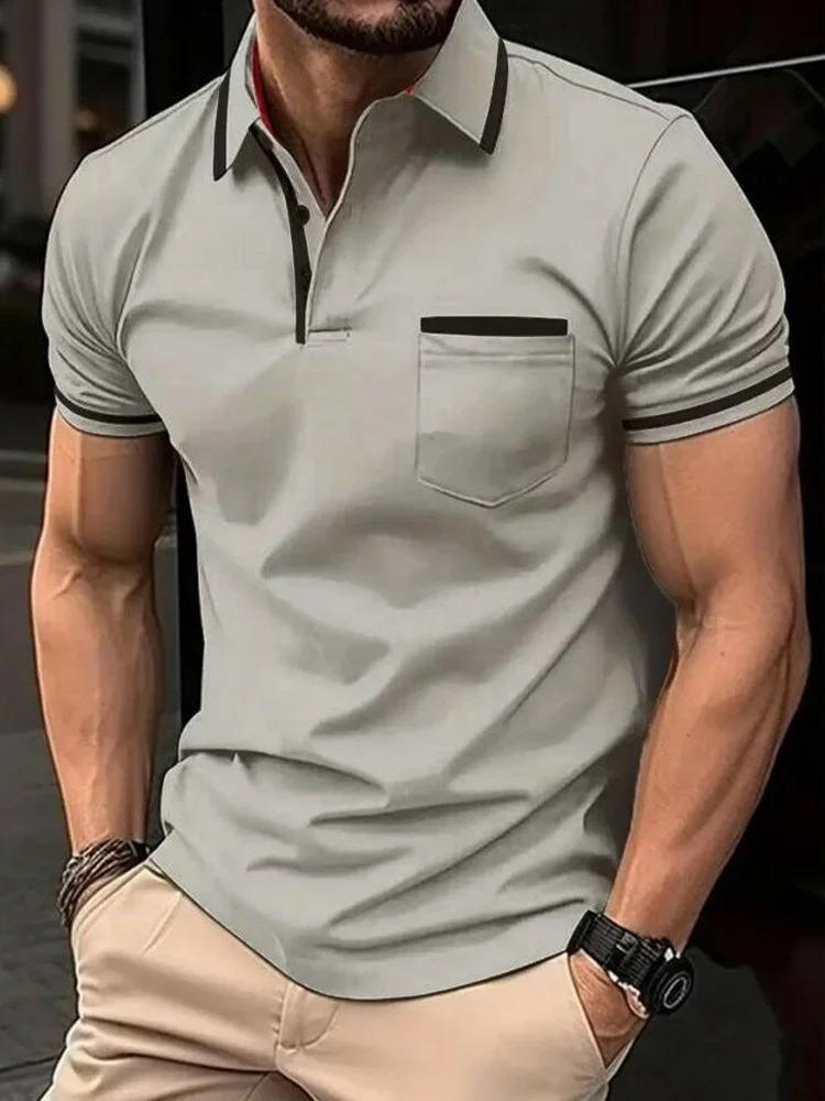 Herren Kurzarm-Poloshirt aus Baumwollmix mit Brusttasche