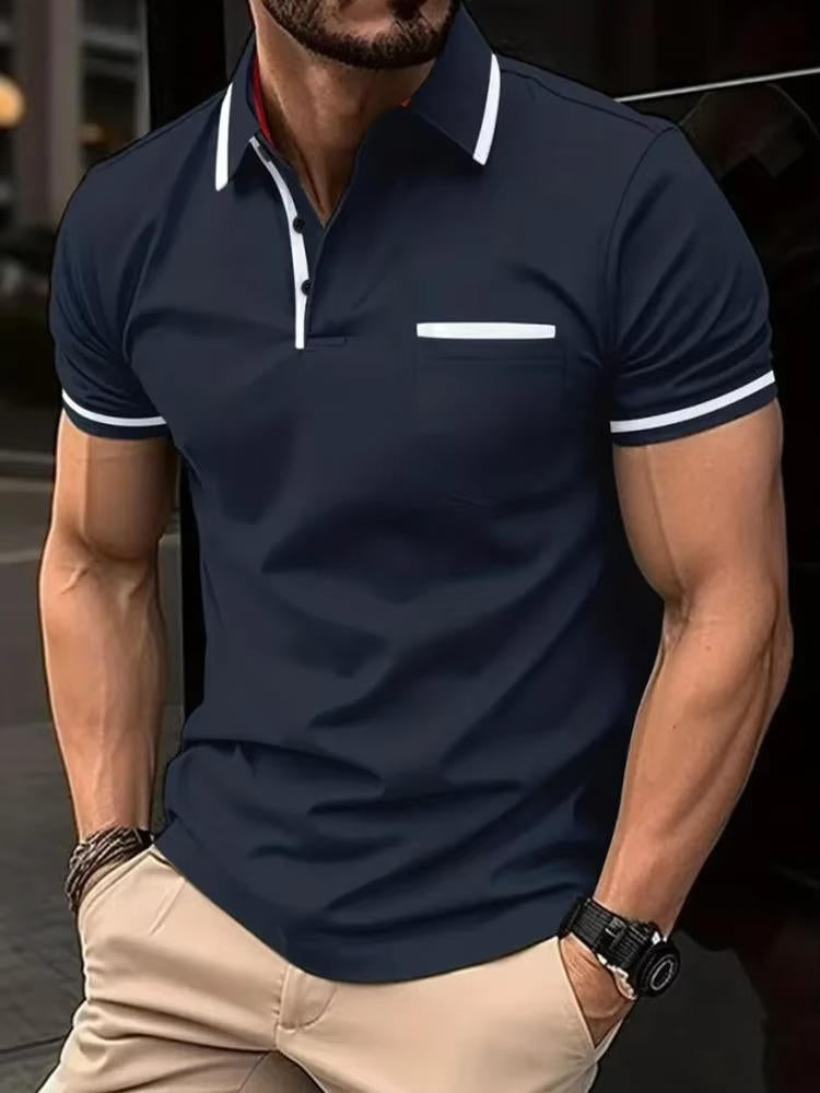 Herren Kurzarm-Poloshirt aus Baumwollmix mit Brusttasche