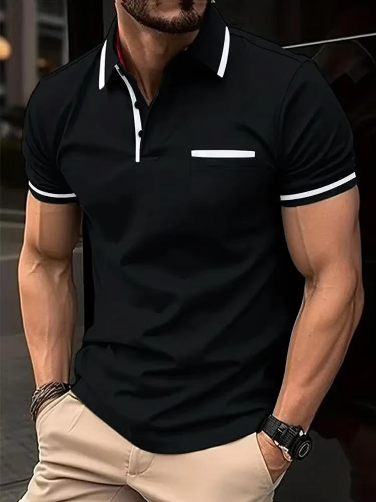Herren Kurzarm-Poloshirt aus Baumwollmix mit Brusttasche