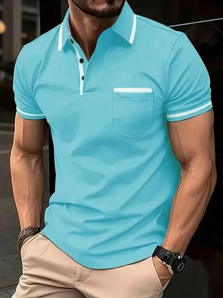 Herren Kurzarm-Poloshirt aus Baumwollmix mit Brusttasche