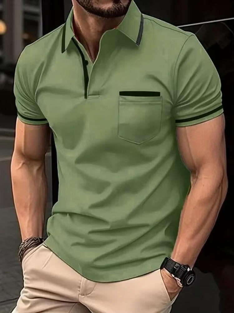 Herren Kurzarm-Poloshirt aus Baumwollmix mit Brusttasche