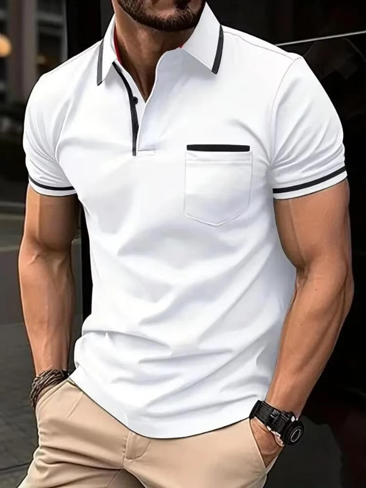 Herren Kurzarm-Poloshirt aus Baumwollmix mit Brusttasche