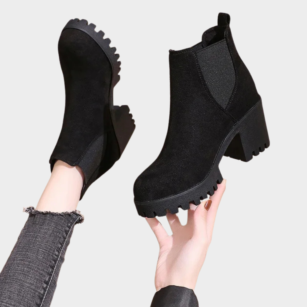 Leichte Damen Kurzstiefel Mit Blockabsatz Und Polstersohle