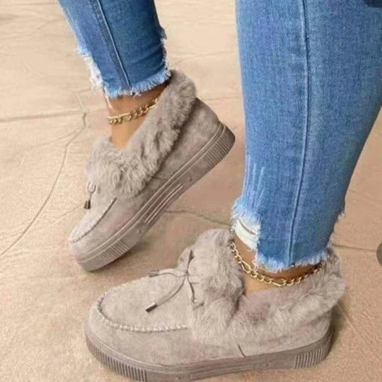 Warm Gefütterte Damen Winterschuhe mit runder Spitze