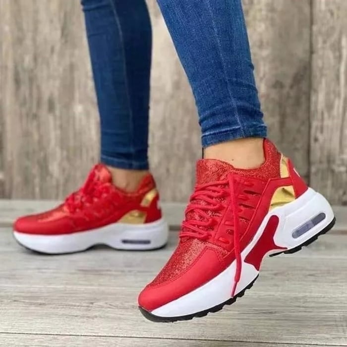 Damen Komfort Sneaker mit Luftpolstersohle und rutschfester Laufsohle