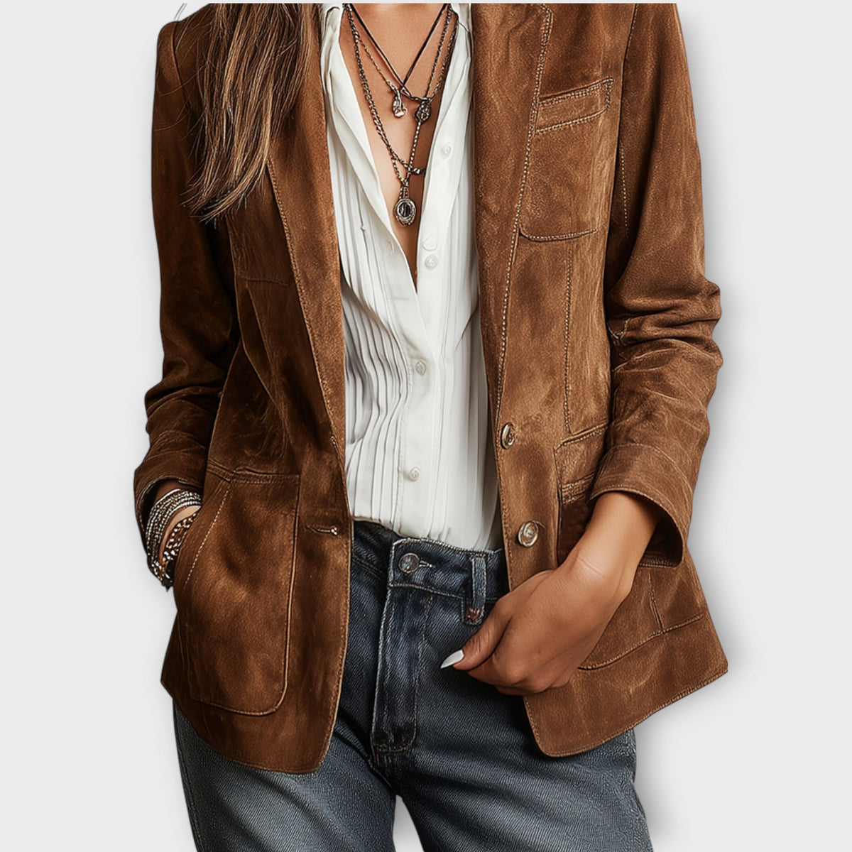 Damen Wildleder Blazer im Vintage Look