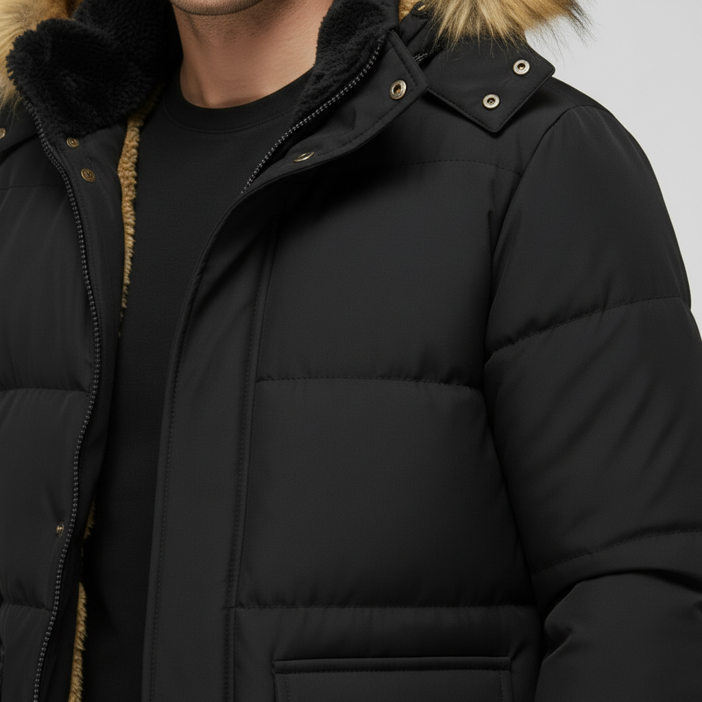 Herren Winterparka Mit Teddyfutter Und Kapuze