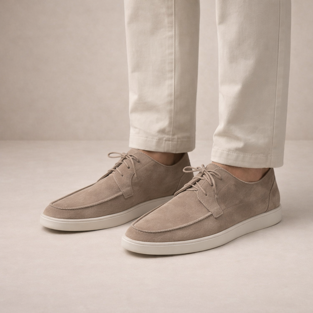 Herren Loafer aus Velourskunstleder mit Schnürung und geschlossener Spitze