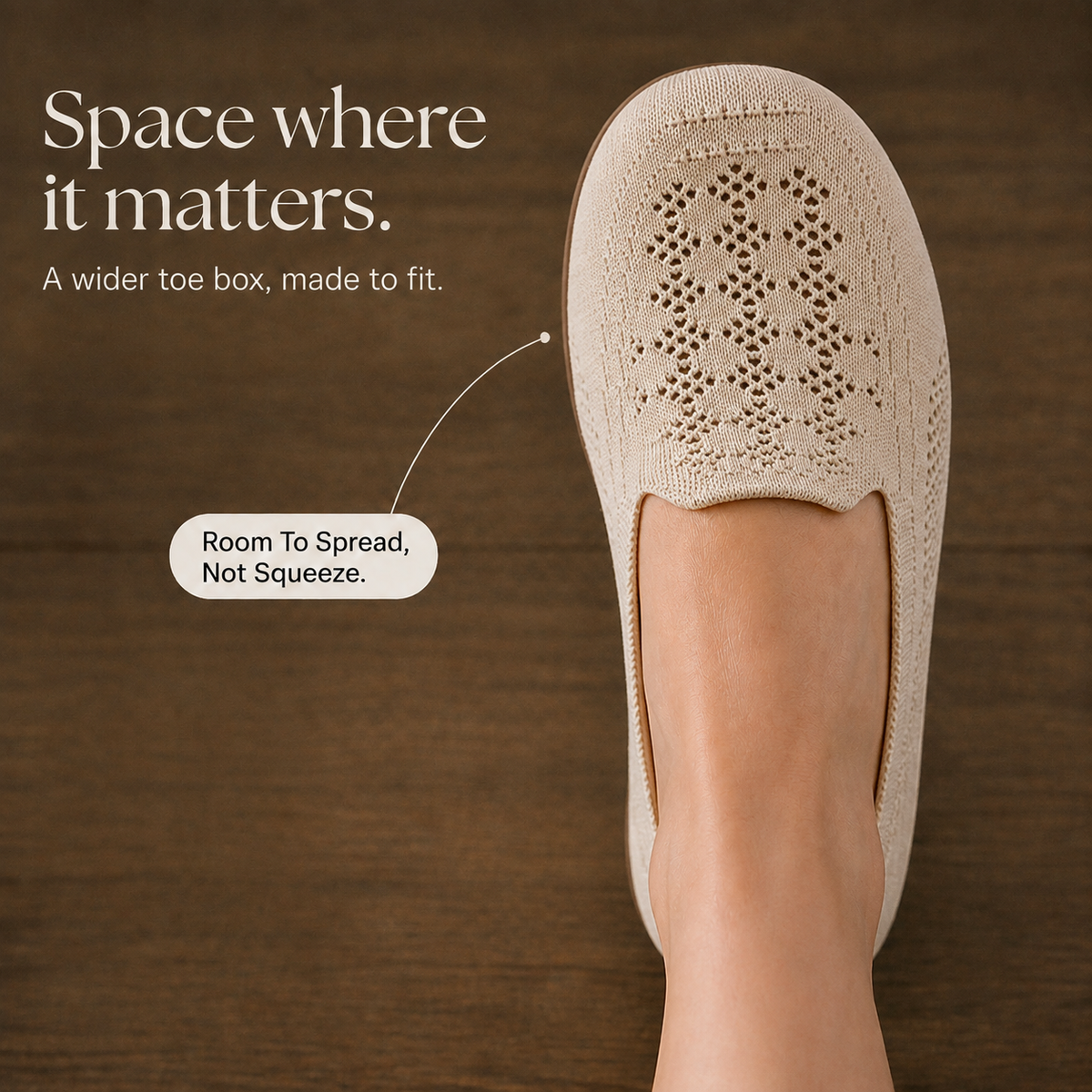 Damen Strick Slip-On Sneaker mit breiter Zehenbox