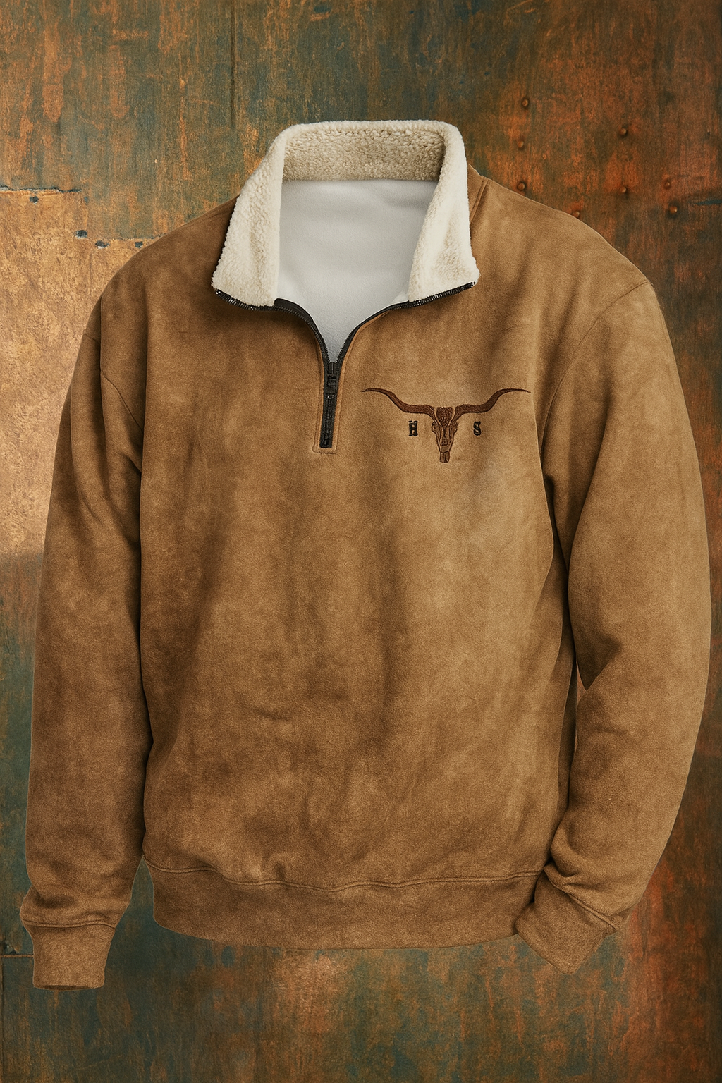 Pull-over en polaire à imprimé western et fermeture éclair courte