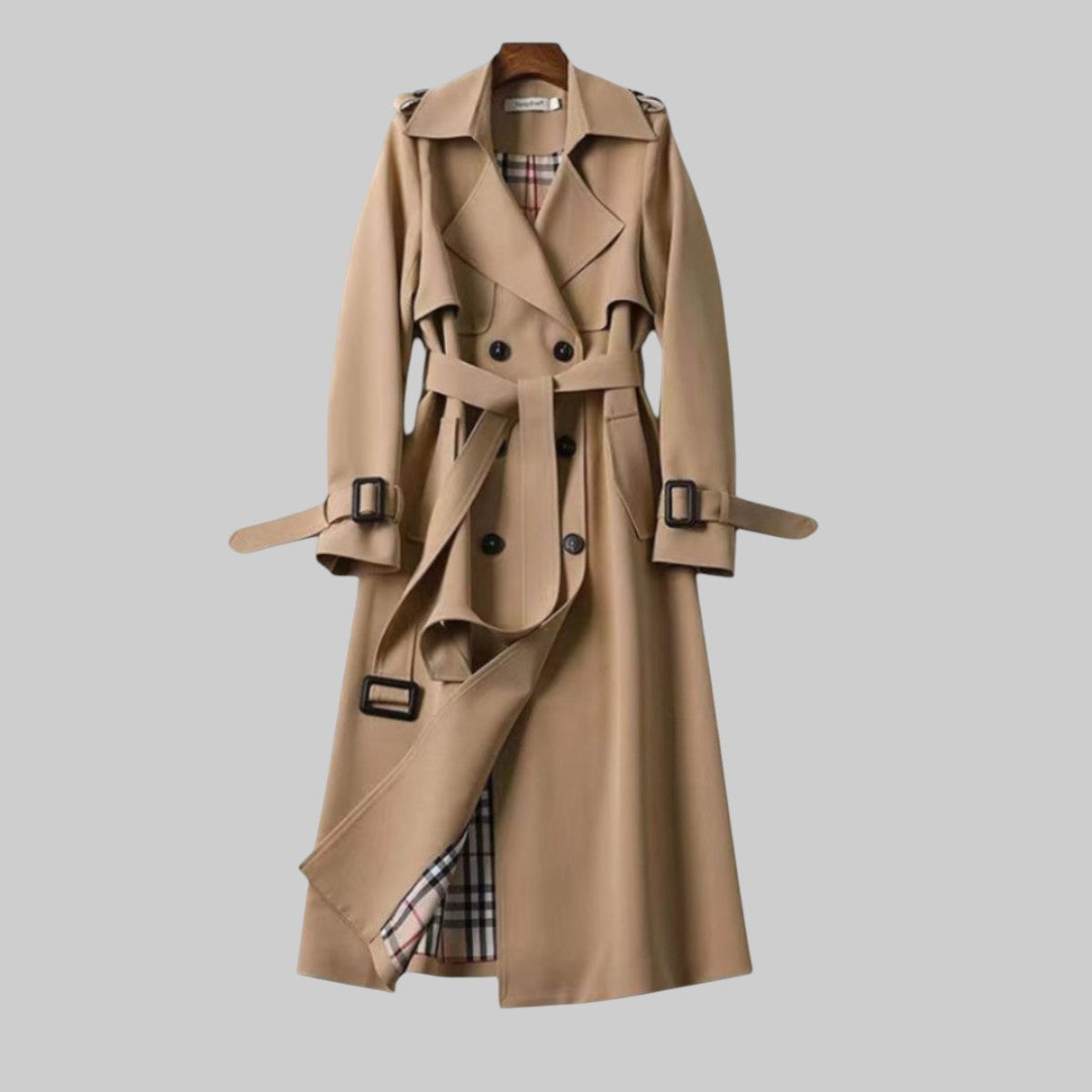 Zweireihiger Midi Trenchcoat mit Bindegürtel für Damen