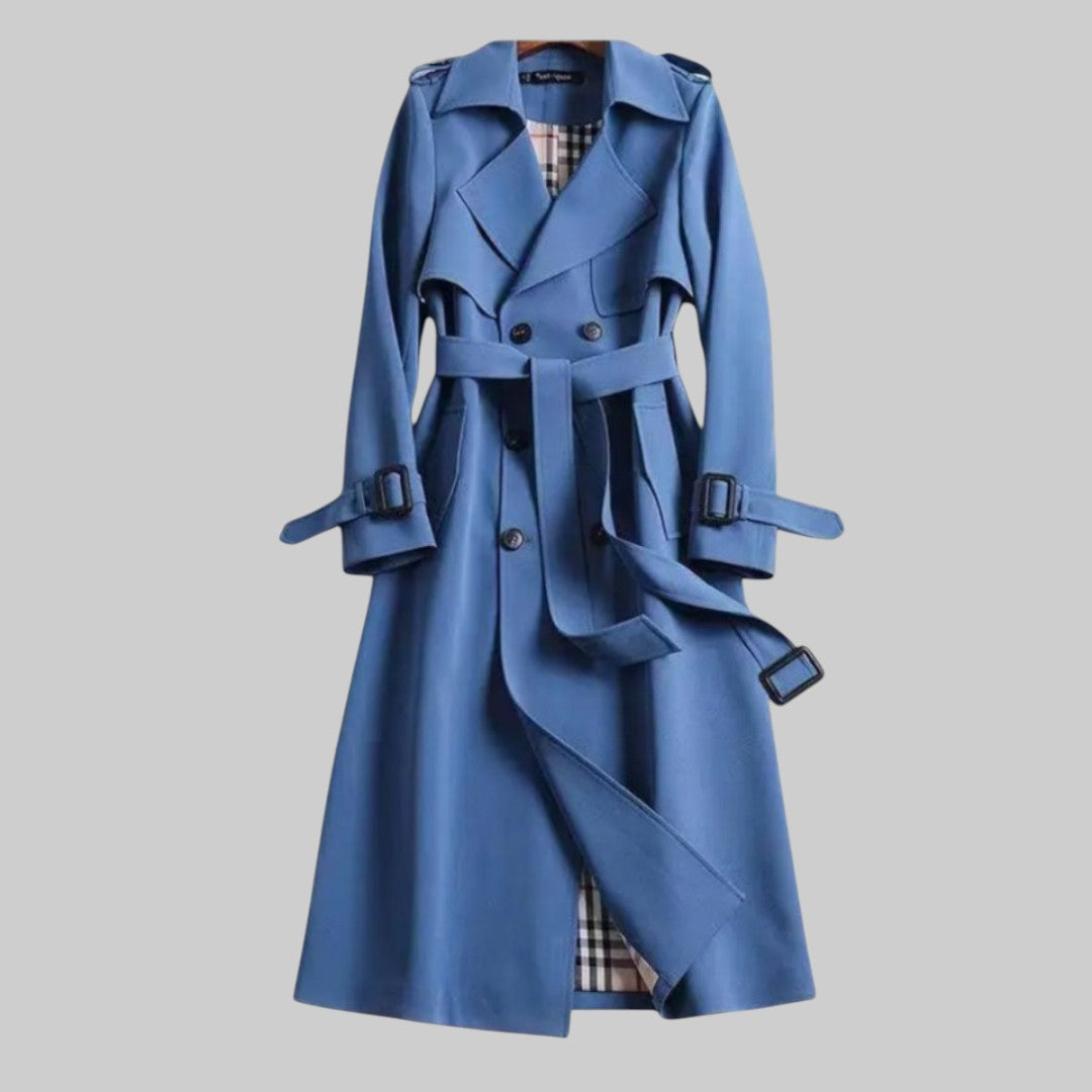 Zweireihiger Midi Trenchcoat mit Bindegürtel für Damen