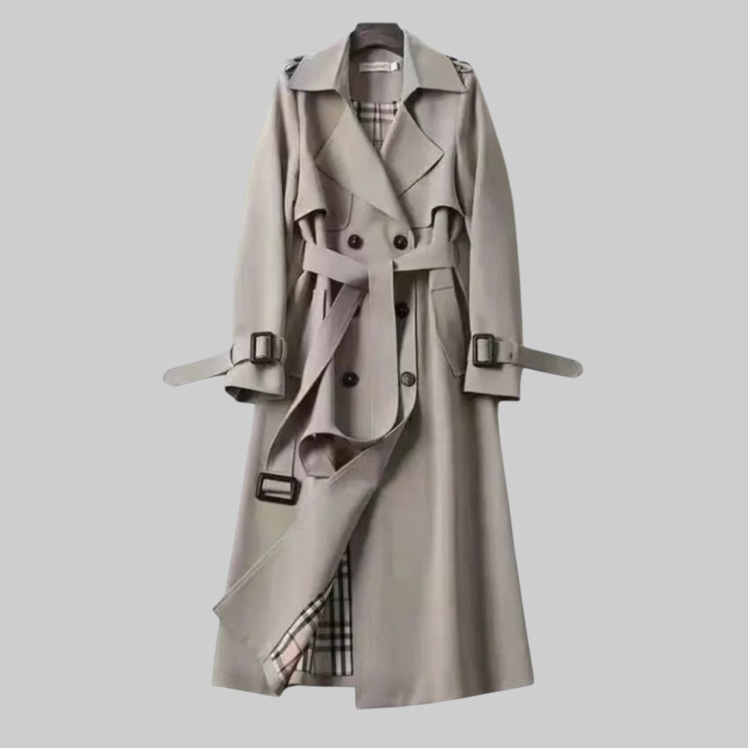 Zweireihiger Midi Trenchcoat mit Bindegürtel für Damen