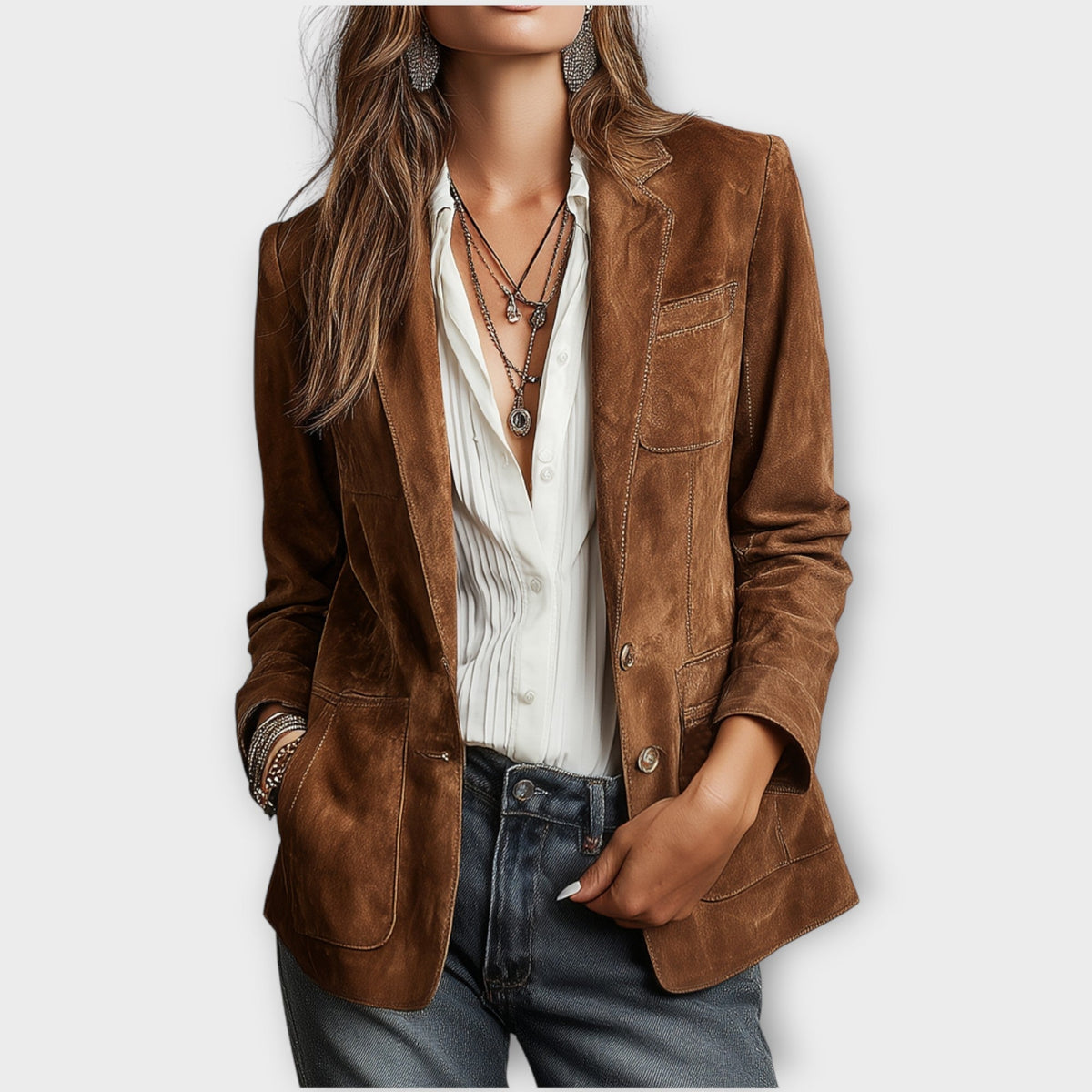 Damen Wildleder Blazer im Vintage Look