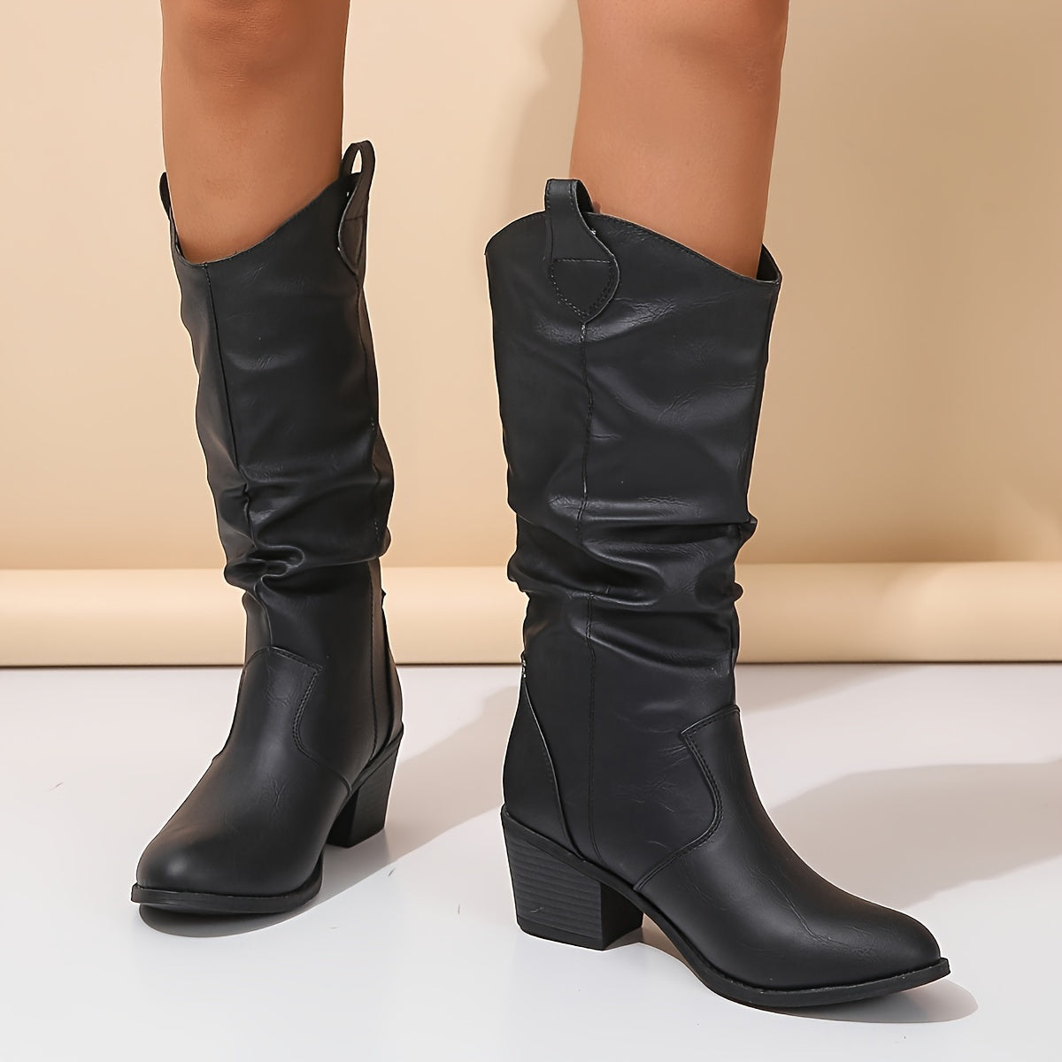 Flache Damen Western Stiefeletten Für Breite Waden