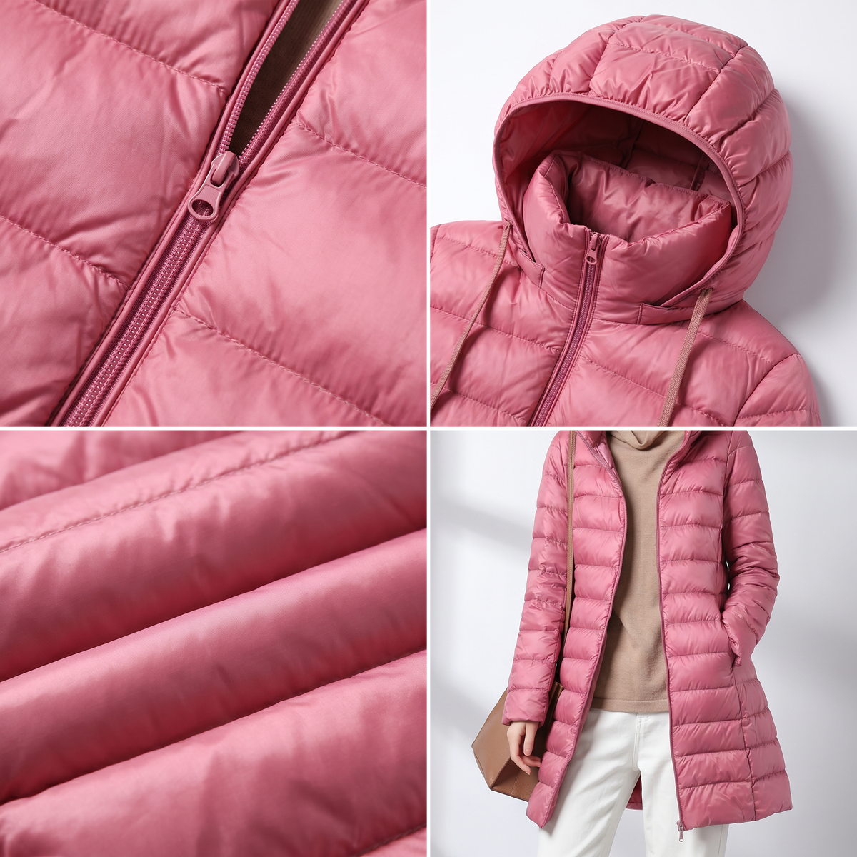 Ultraleichte Damen Steppjacke mit Abnehmbarer Kapuze