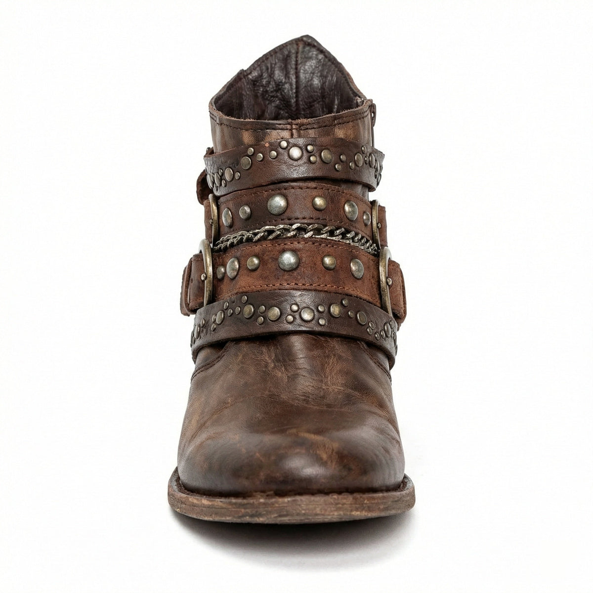 Damen Biker Stiefeletten mit Nieten und Schnallen