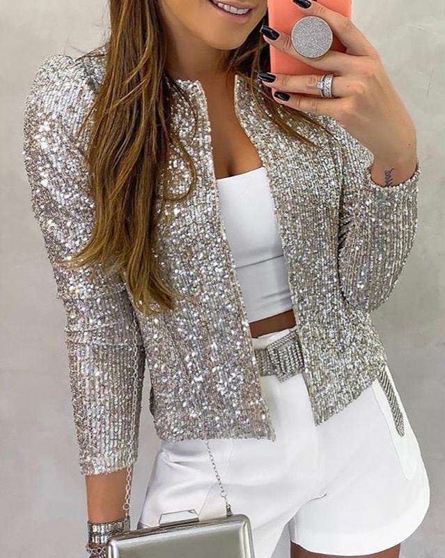 Glitzernde Damen Jacke mit offener Front
