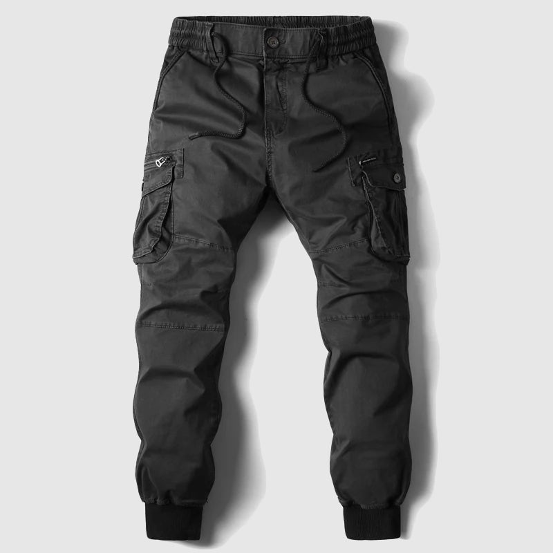 Schmal Geschnittene Herren Cargohose mit Bündchen und Tunnelzug