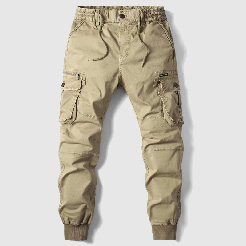 Schmal Geschnittene Herren Cargohose mit Bündchen und Tunnelzug