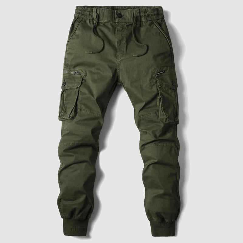 Schmal Geschnittene Herren Cargohose mit Bündchen und Tunnelzug