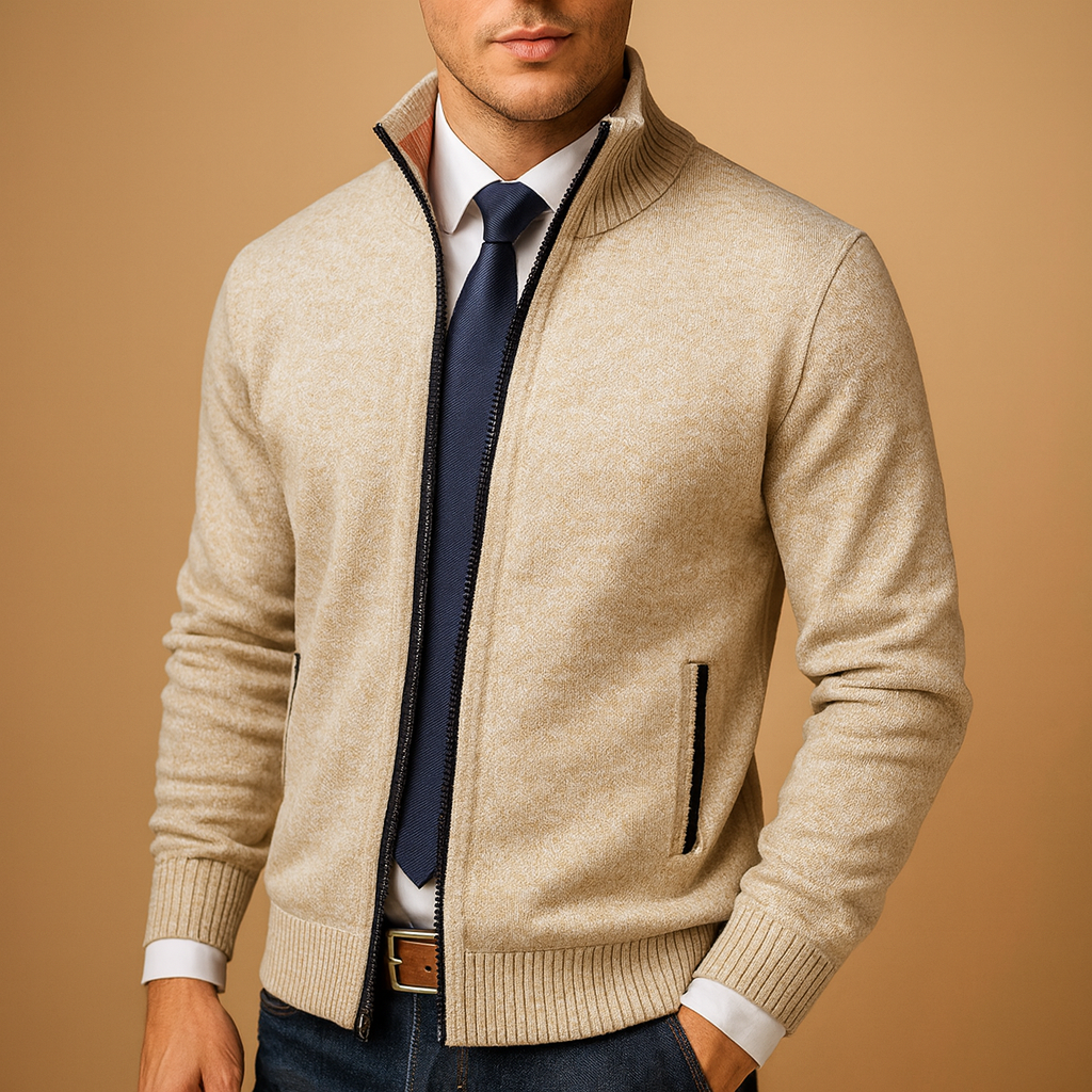 Herren Strickjacke Mit Durchgehendem Reißverschluss