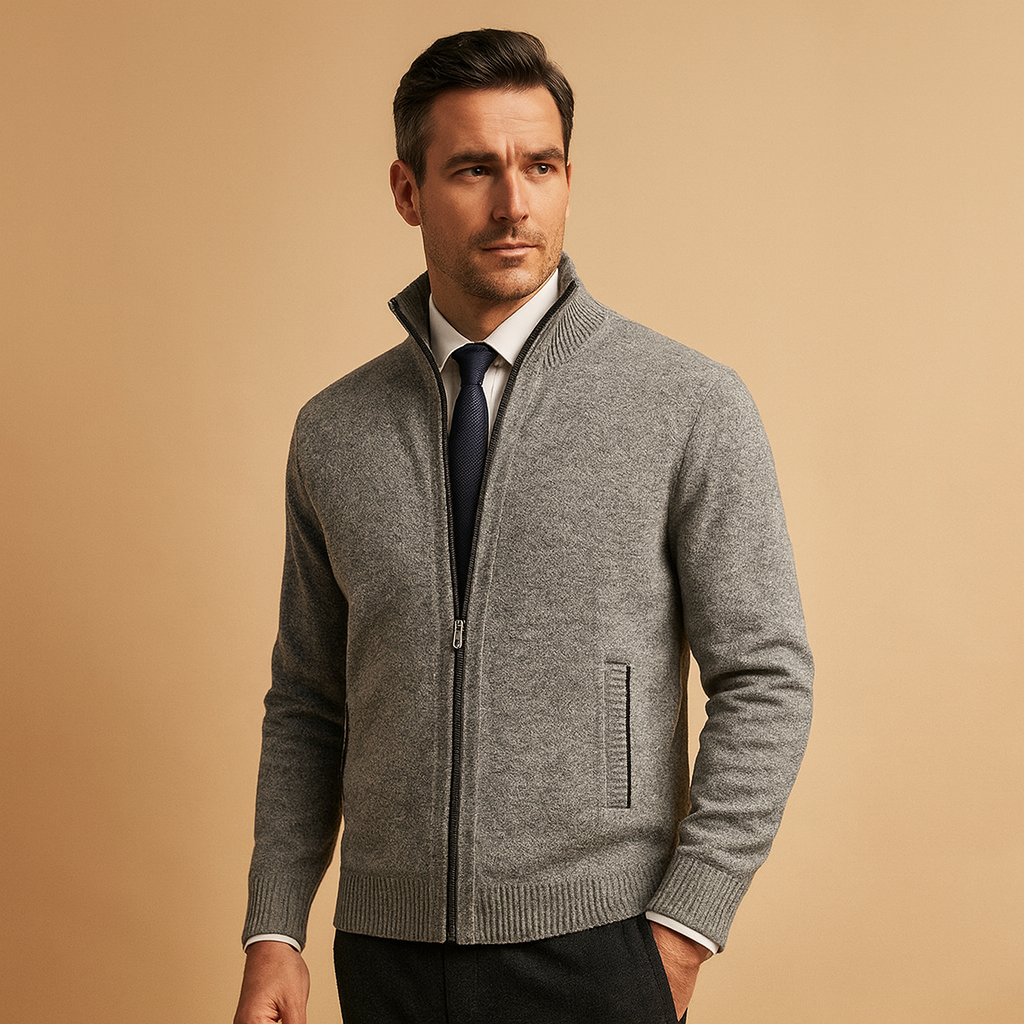 Herren Strickjacke Mit Durchgehendem Reißverschluss