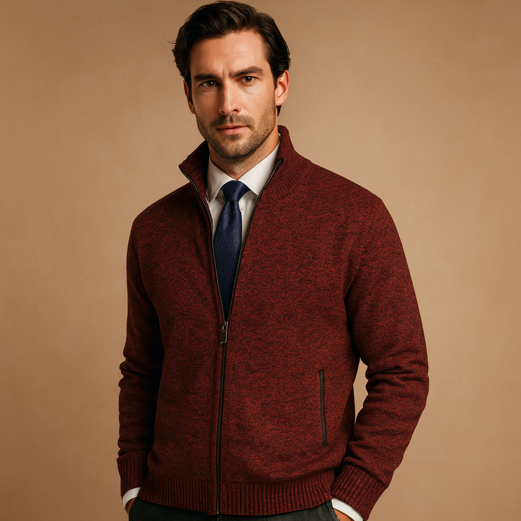 Herren Strickjacke Mit Durchgehendem Reißverschluss