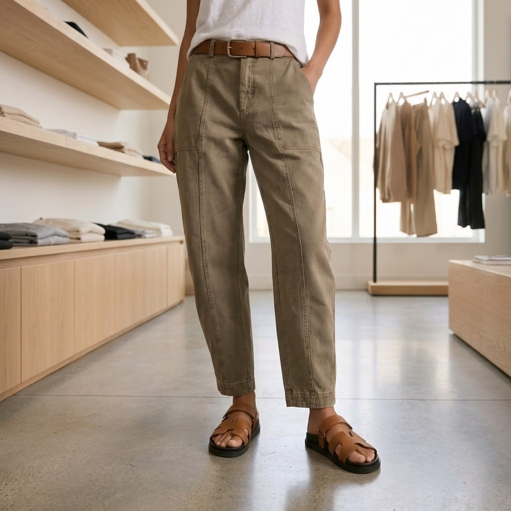 Hochgeschnittene Karottenhose mit Saumdetail für Büro und Freizeit