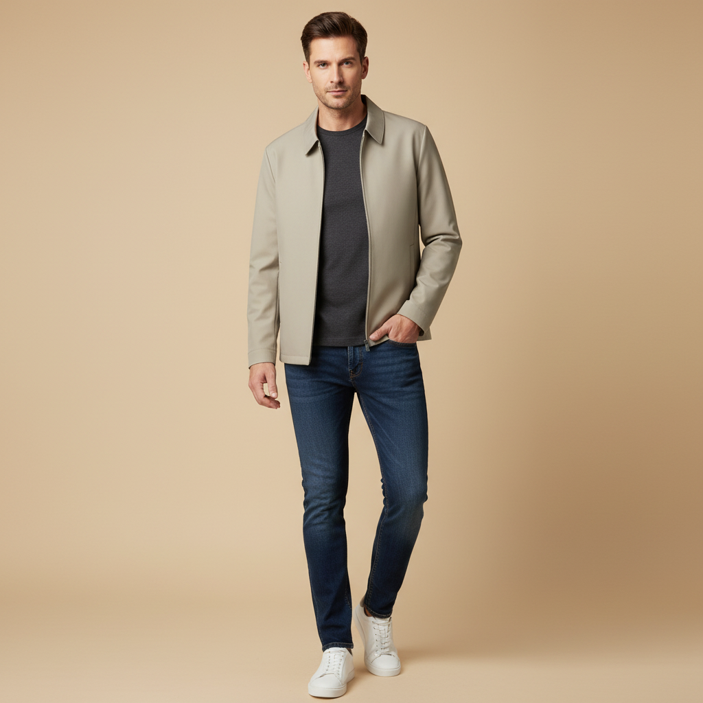Kurze Herren Jacke Mit Kariertem Innenfutter