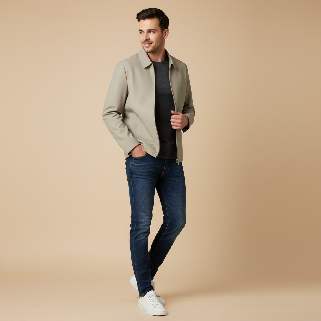 Kurze Herren Jacke Mit Kariertem Innenfutter