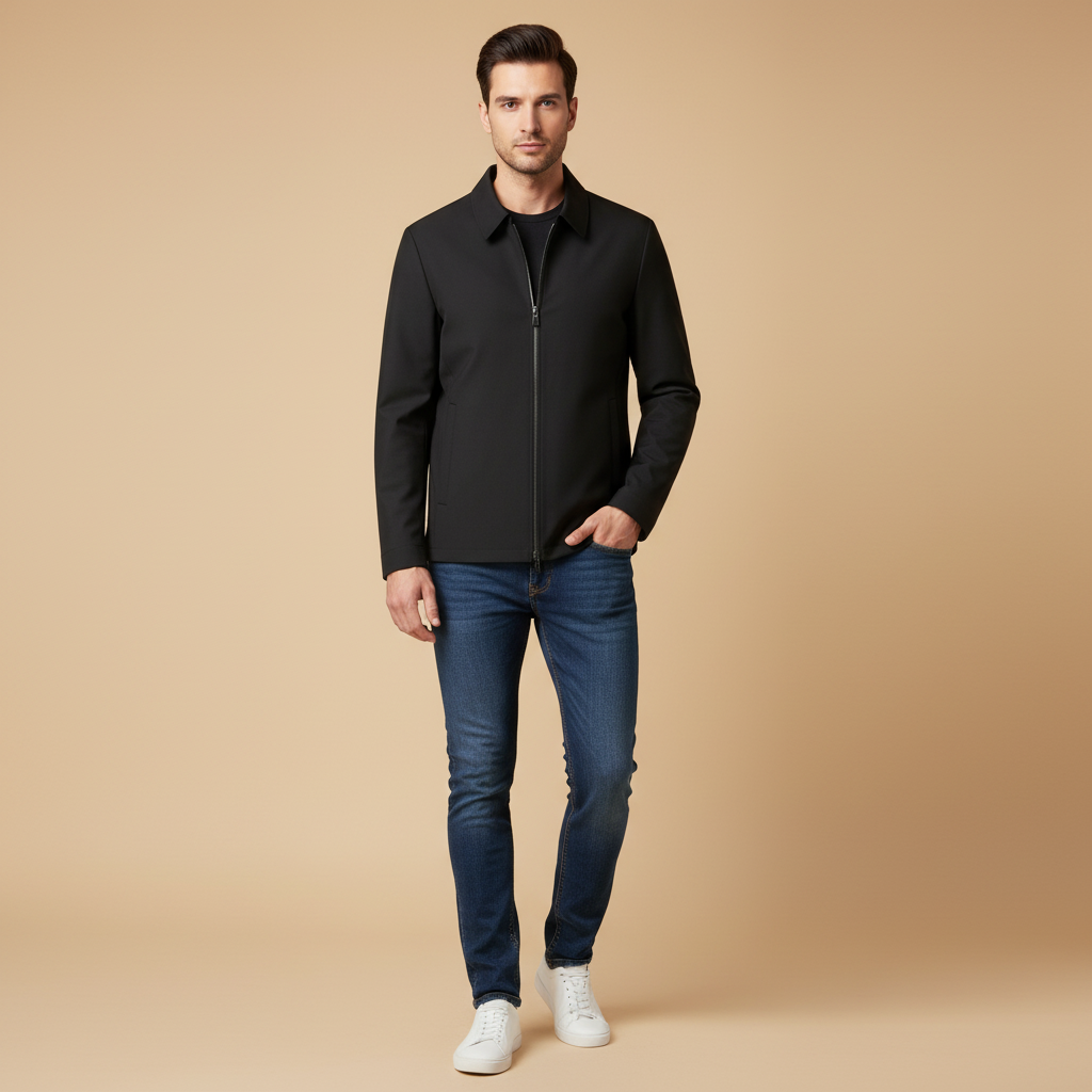 Kurze Herren Jacke Mit Kariertem Innenfutter