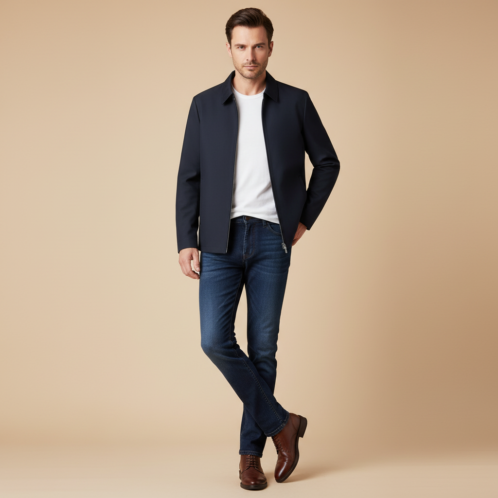 Kurze Herren Jacke Mit Kariertem Innenfutter