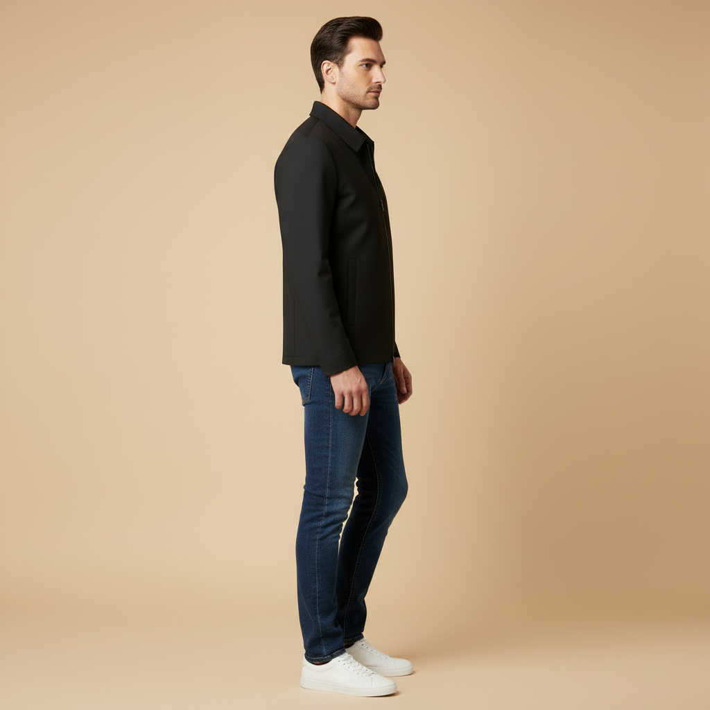 Kurze Herren Jacke Mit Kariertem Innenfutter
