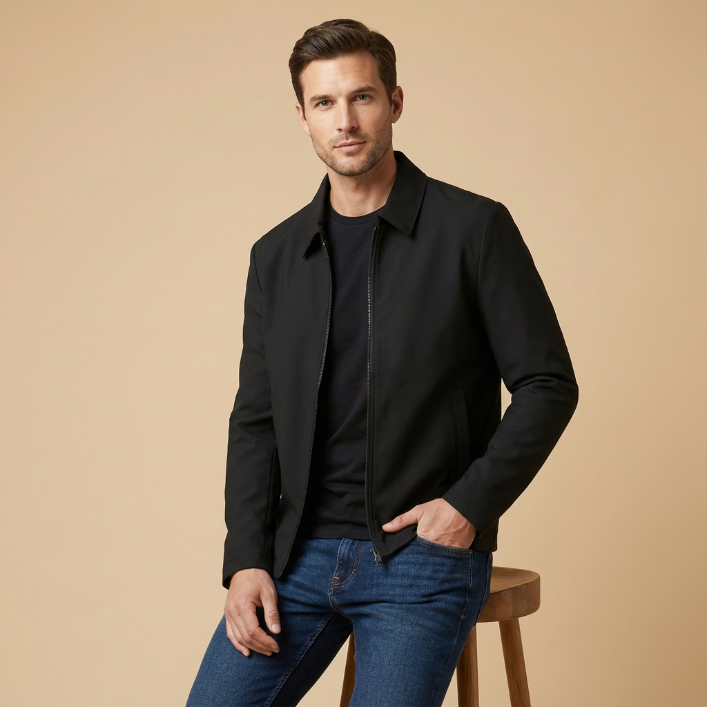 Kurze Herren Jacke Mit Kariertem Innenfutter