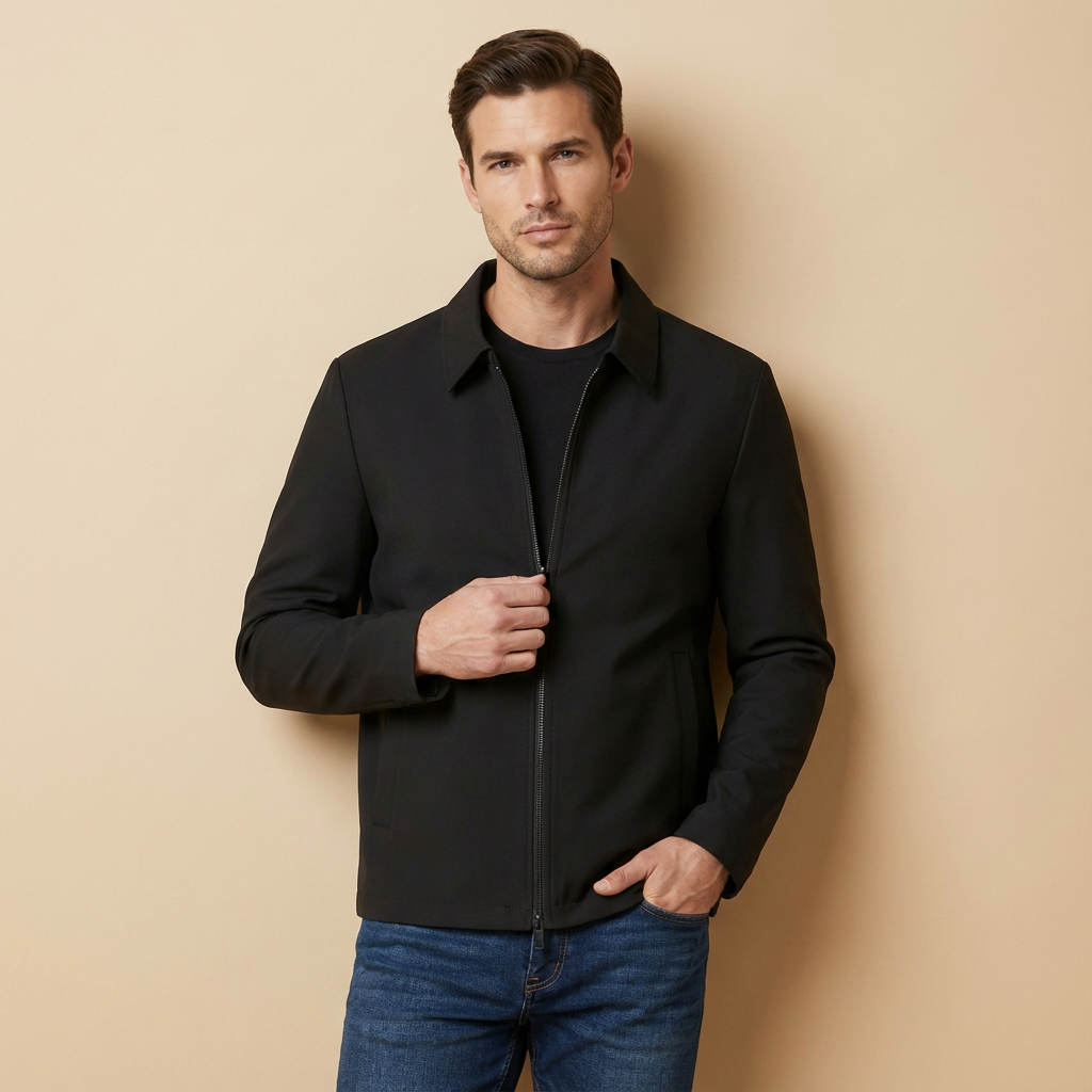 Kurze Herren Jacke Mit Kariertem Innenfutter