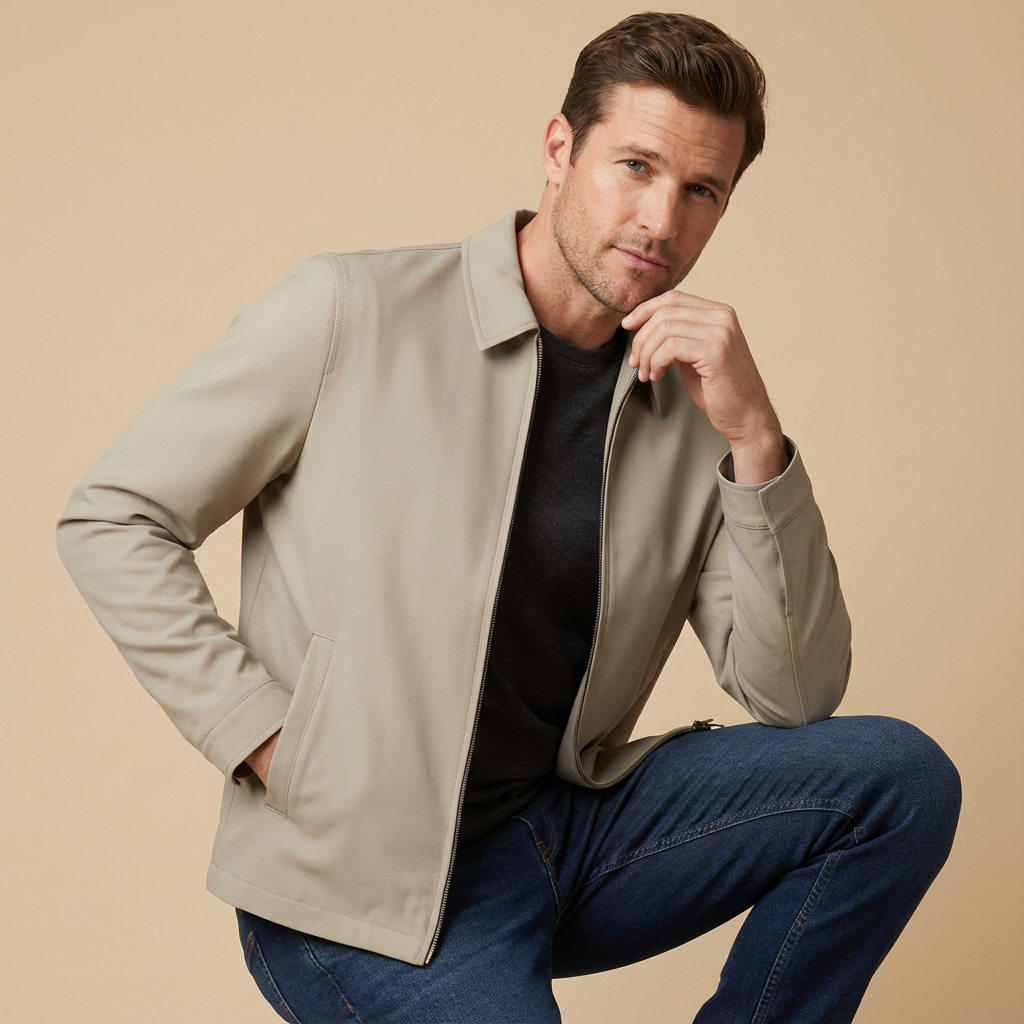 Kurze Herren Jacke Mit Kariertem Innenfutter