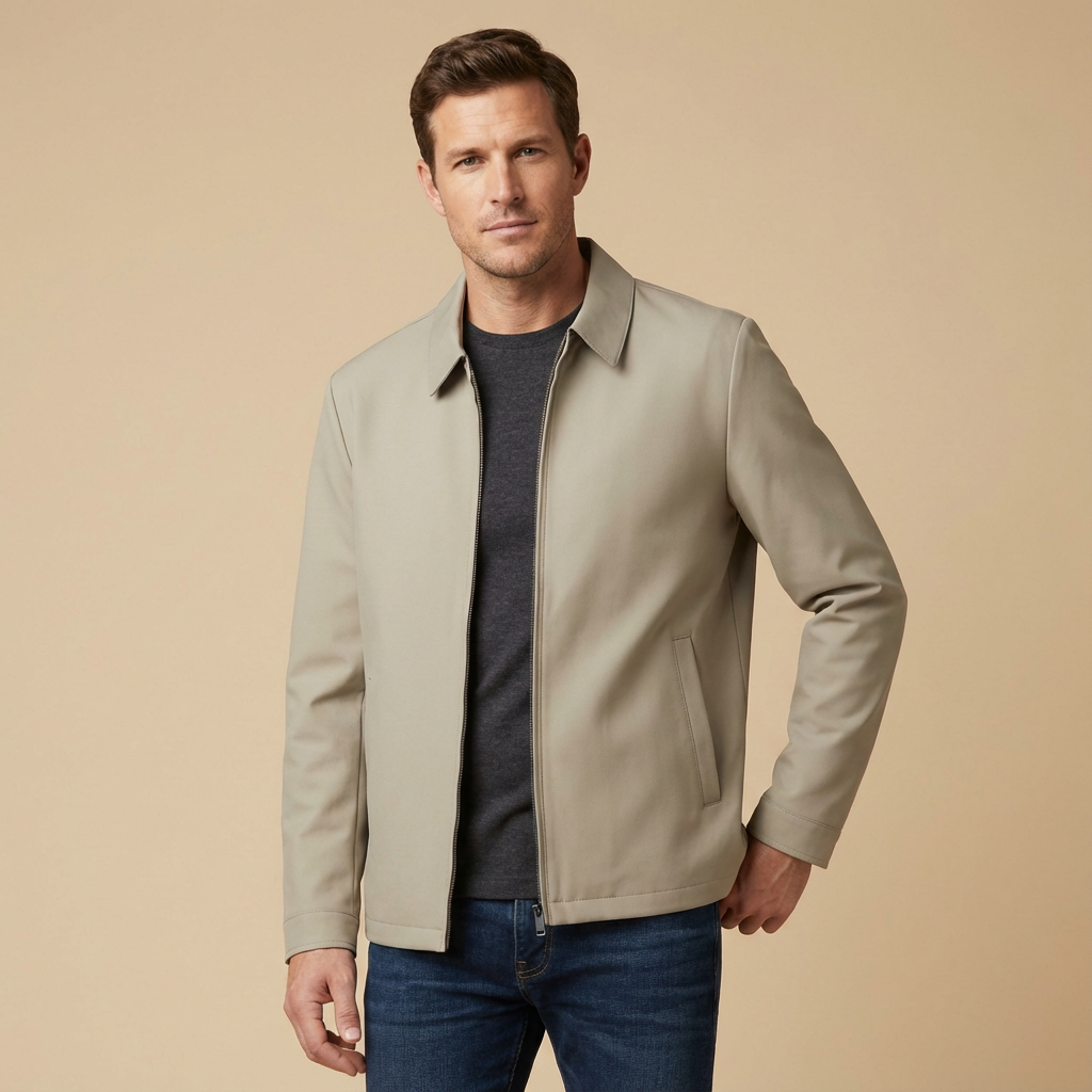Kurze Herren Jacke Mit Kariertem Innenfutter