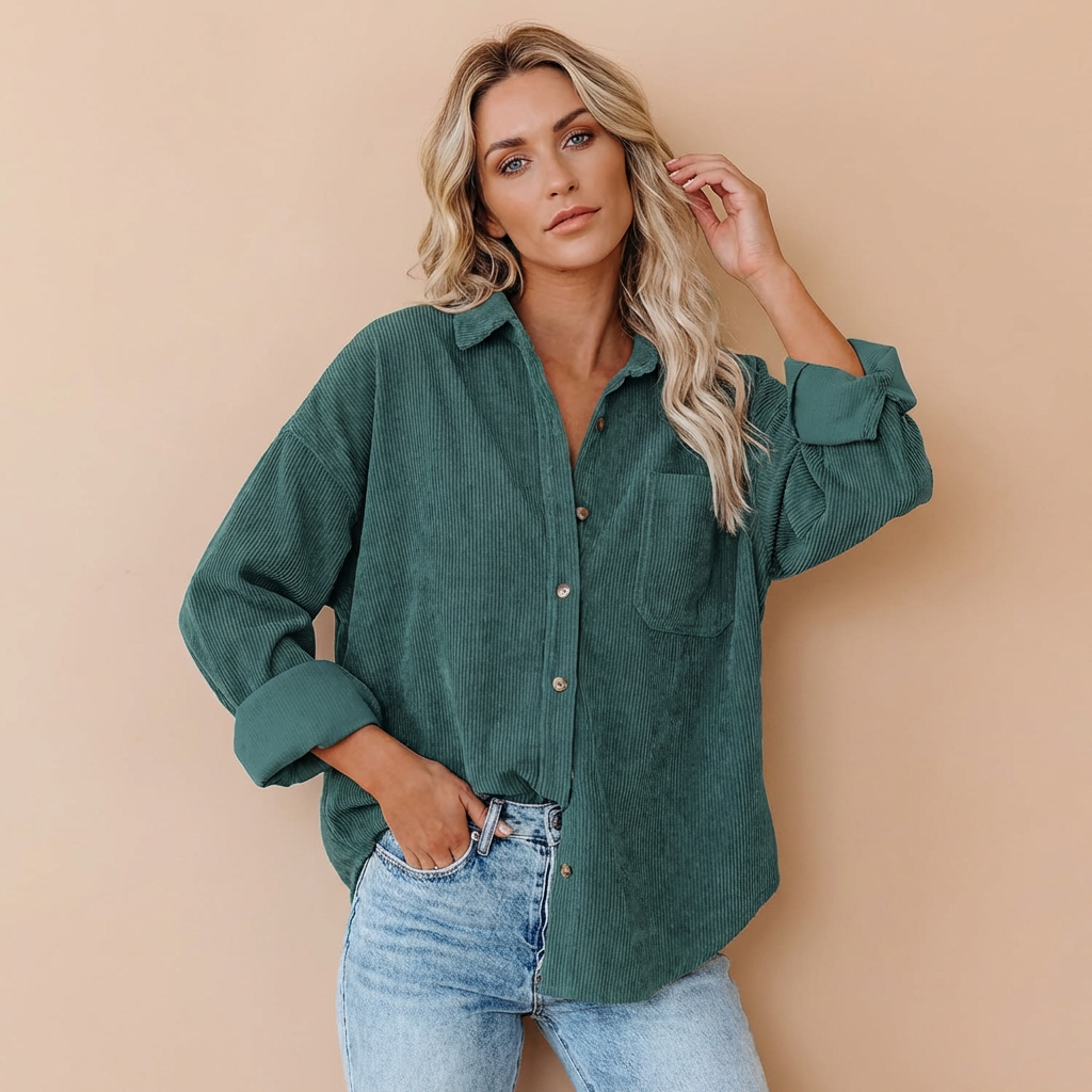 Damen Cord Overshirt Mit Lockerer Passform