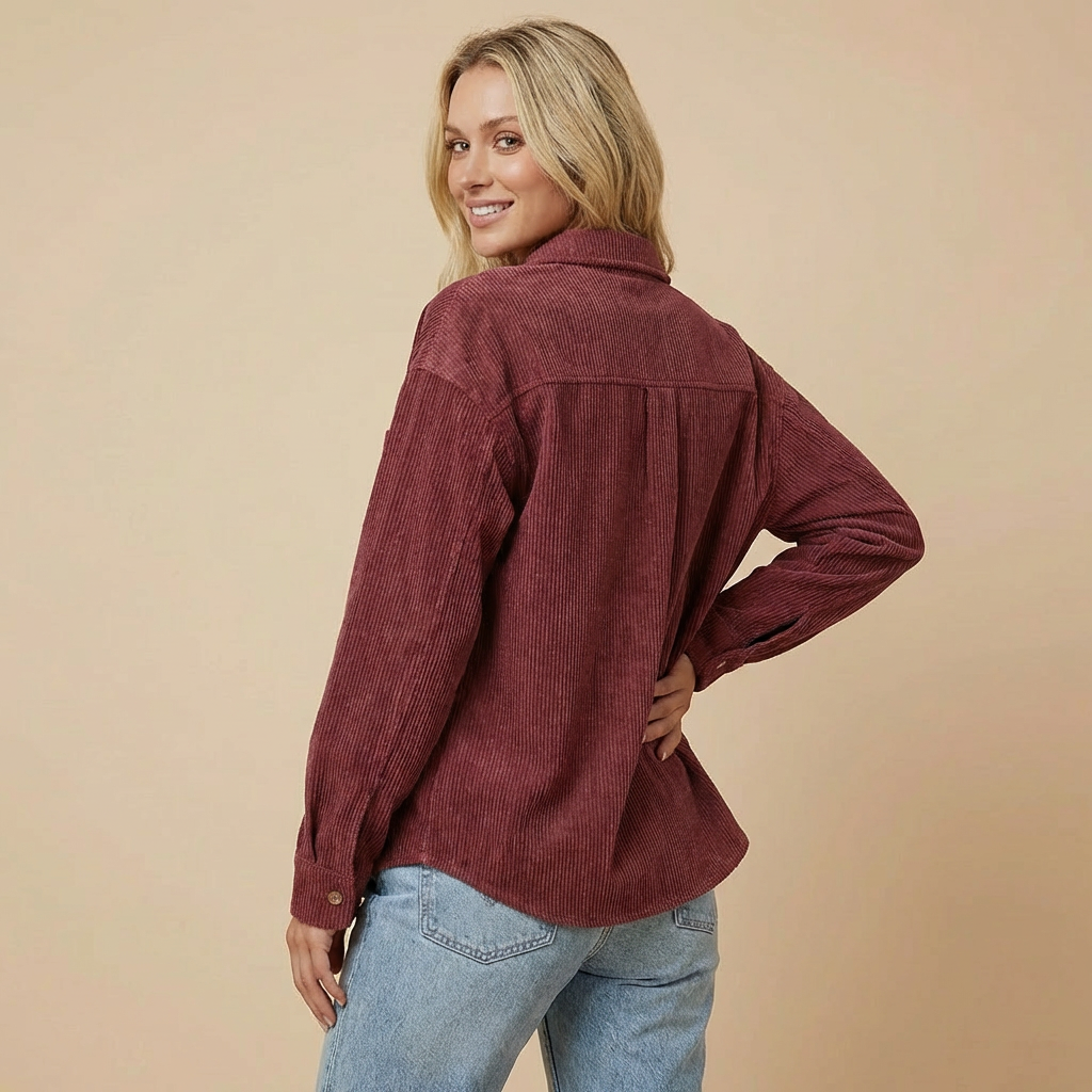 Damen Cord Overshirt Mit Lockerer Passform