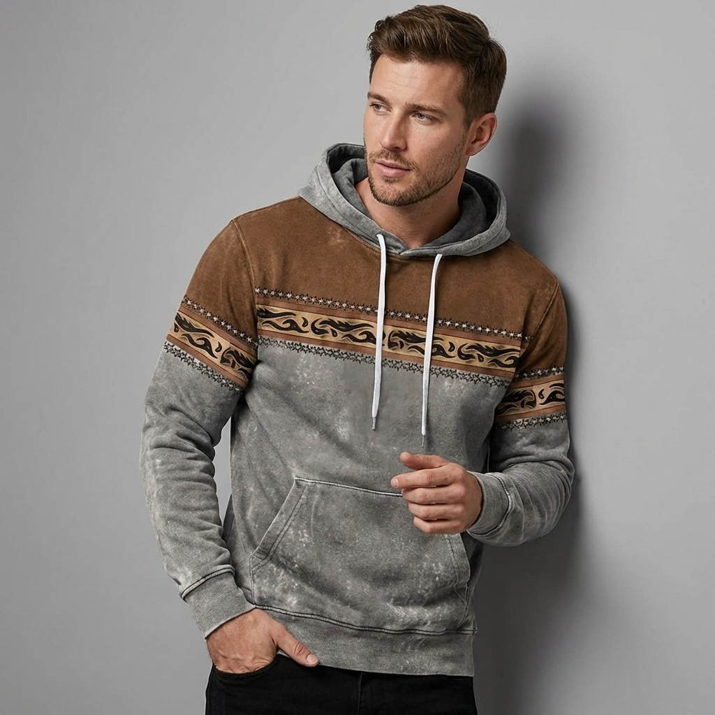 Herren Kapuzenpullover Mit Ethno Mustern