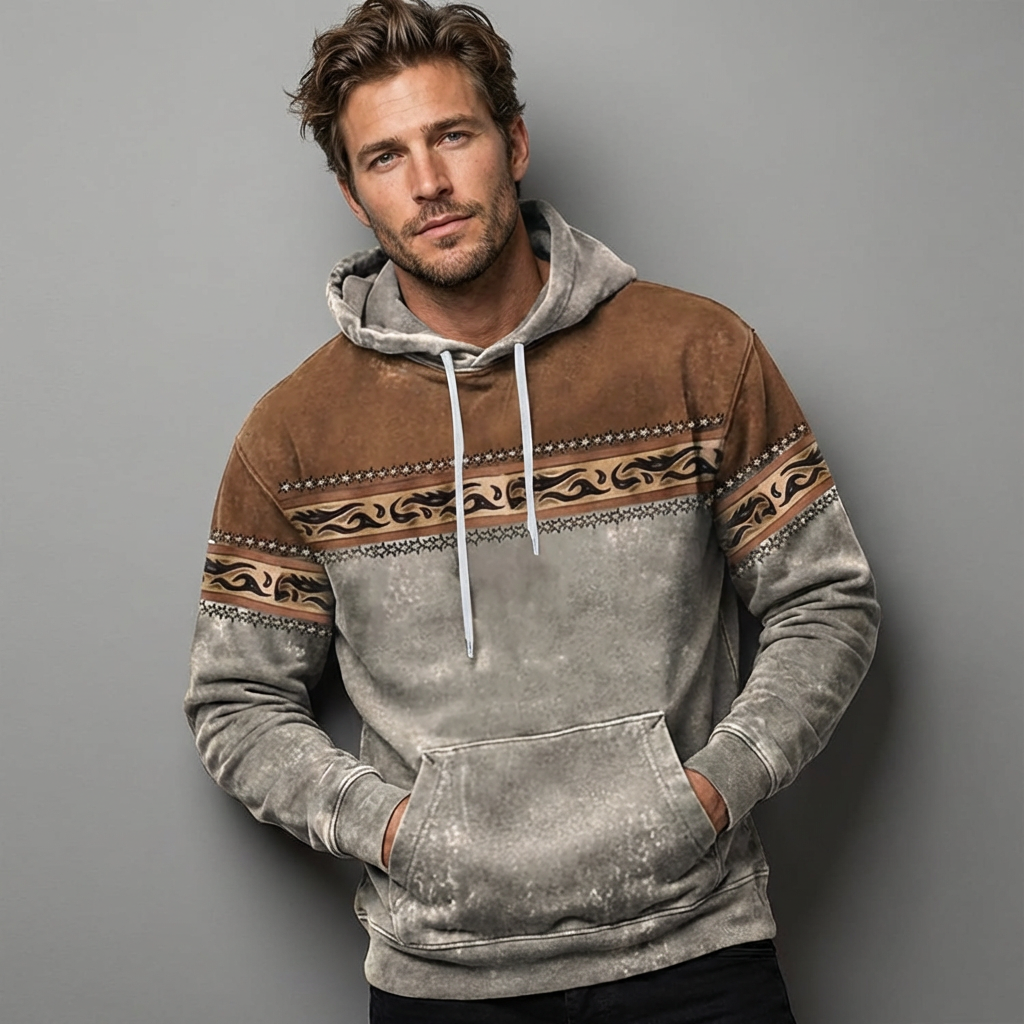 Herren Kapuzenpullover Mit Ethno Mustern
