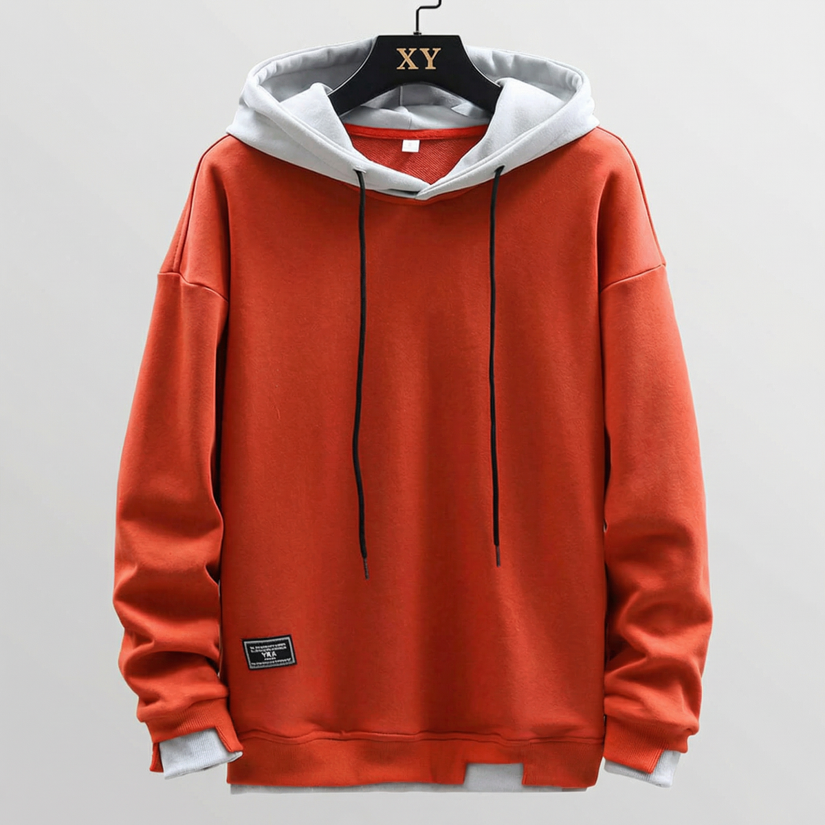 Zweifarbiger Kapuzenpullover mit weichem Fleecefutter